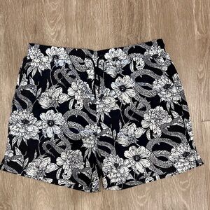 Maison Article x Shoe Palace black floral snake print swim trunks